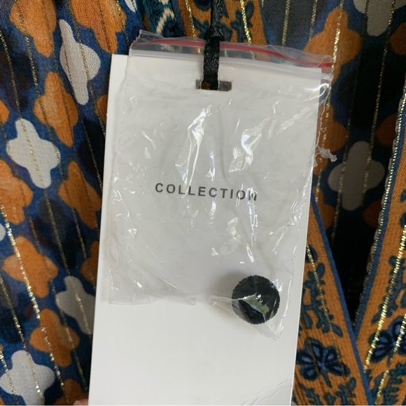 NWT Zara Woman Premium Denim Collection Geometric Print Metallic Blouse - Picture 7 of 10